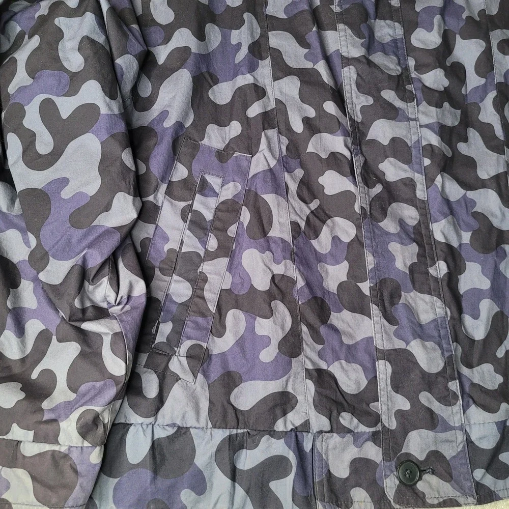 London Fog Jacket Mens L Blue Camo Winning Edge Full Zip Vintage Windbreaker‎